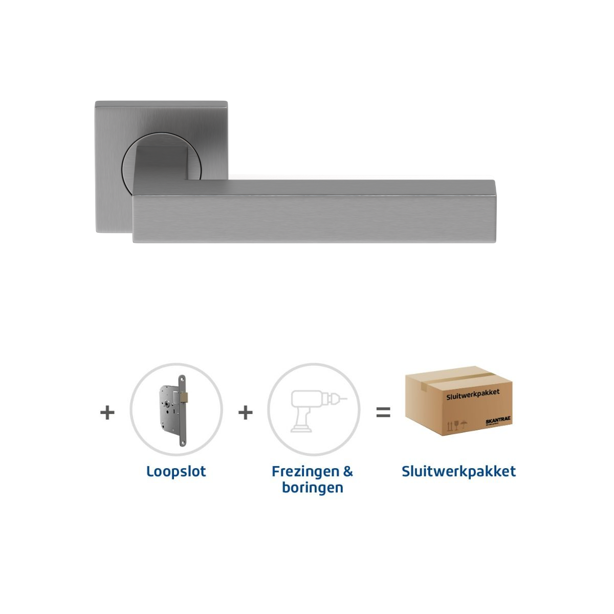 Sluitwerkpakketten met Deurkruk Squared 20 Regular RVS